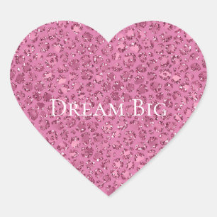 Pink Glitter Leopard Heart Sticker