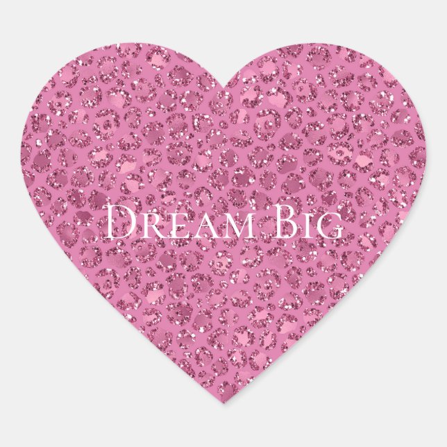 Pink Glitter Leopard Heart Sticker (Front)