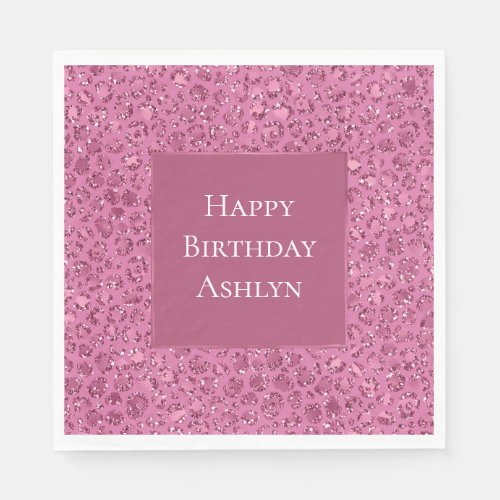 Pink Glitter Leopard Napkins