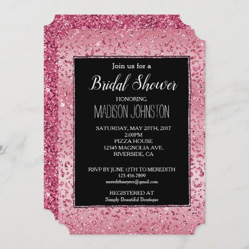 Pink Glitter Leopard Ombre Invitation