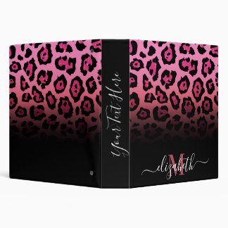 Pink Glitter Leopard Print 3 Ring Binder