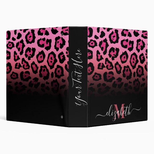 Pink Glitter Leopard Print 3 Ring Binder (Background)