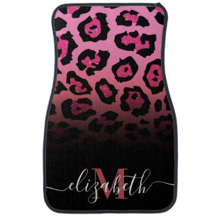 Pink Glitter Leopard Print Car Floor Mat