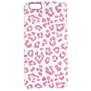 Pink Glitter Leopard Print Clear Clear iPhone 6 Plus Case