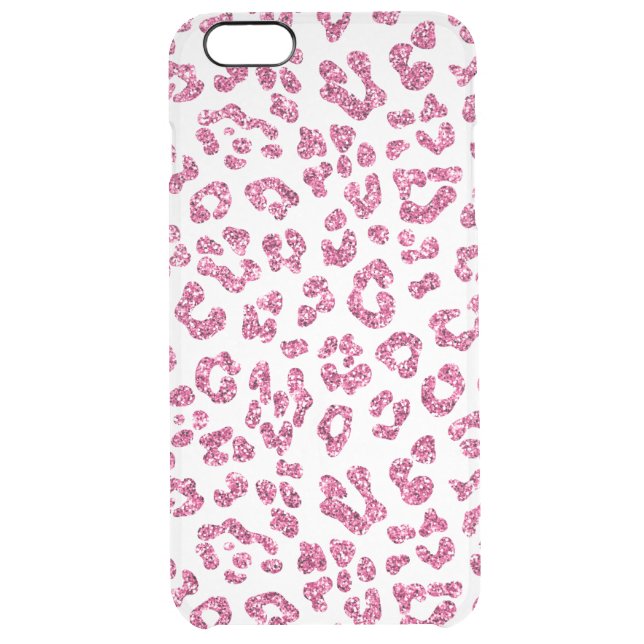Pink Glitter Leopard Print Clear Uncommon iPhone Case (Back)