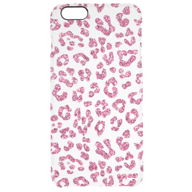 Pink Glitter Leopard Print Clear iPhone Case Zazzle