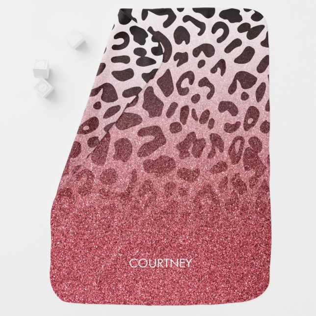 Pink Glitter Leopard Skin Baby Blanket (In Situ)