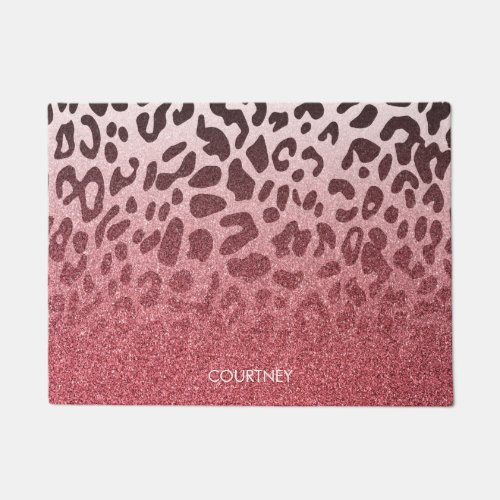 Pink Glitter Leopard Skin Doormat