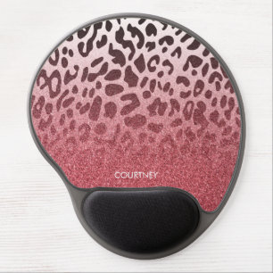 Pink Glitter Leopard Skin Gel Mouse Pad