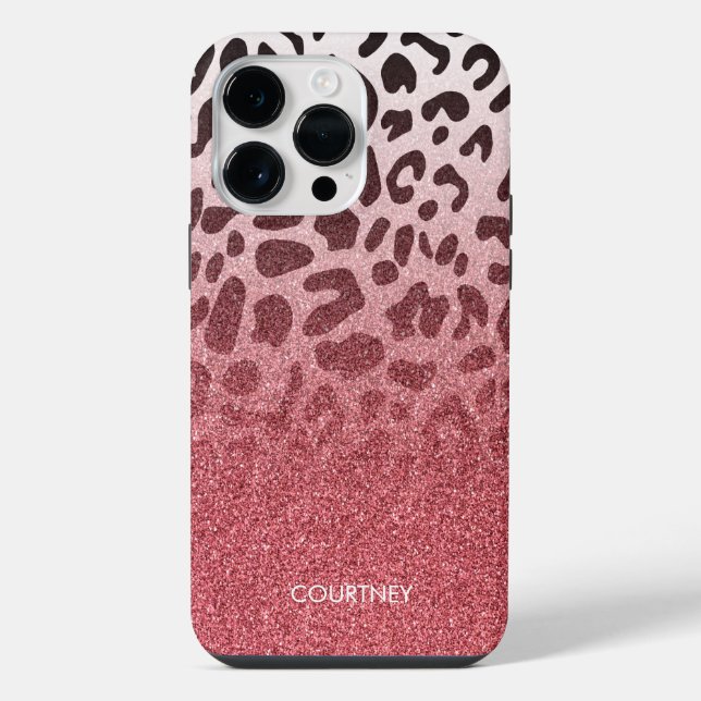 Pink Glitter Leopard Skin Iphone Case (Back)