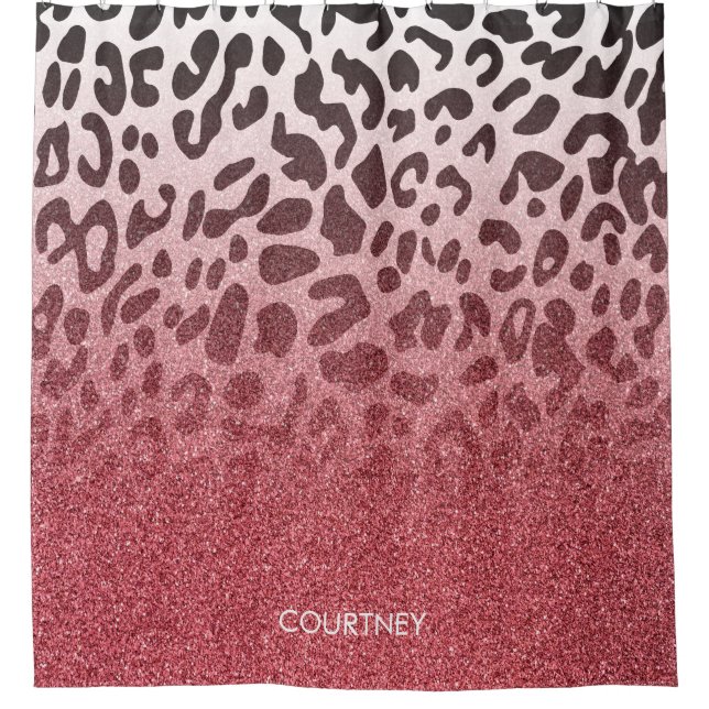 Pink Glitter Leopard Skin Shower Curtain (Front)