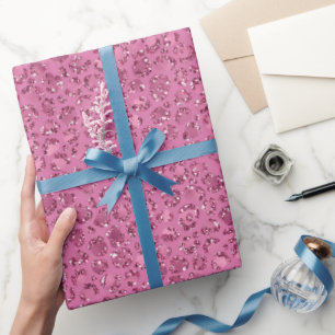 Pink Glitter Leopard Wrapping Paper