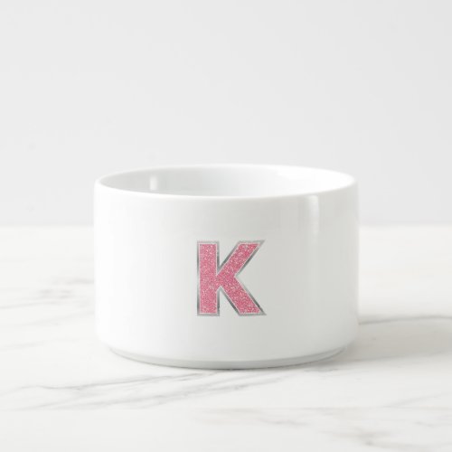 Pink Glitter letter K Bowl