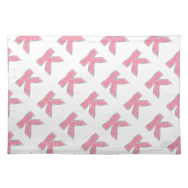 Pink Glitter letter K Cloth Placemat (Front)