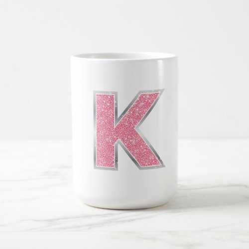 Pink Glitter letter K Coffee Mug