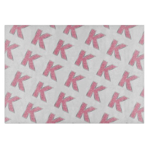 Pink Glitter letter K Cutting Board