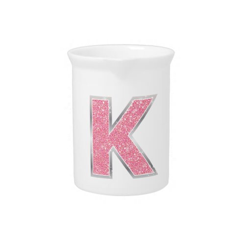 Pink Glitter letter K Drink Pitcher