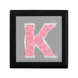 Pink Glitter letter K Gift Box