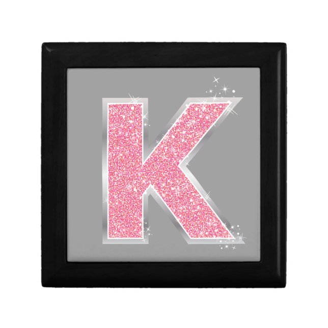Pink Glitter letter K Gift Box (Front)