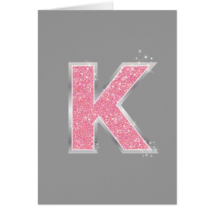 Pink Glitter letter K Greeting Card