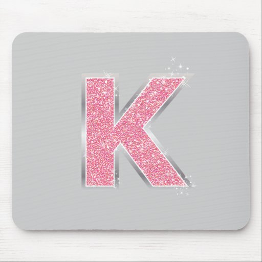Pink Glitter letter K Mouse Pad | Zazzle