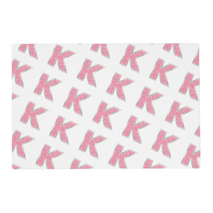 Pink Glitter letter K Placemat
