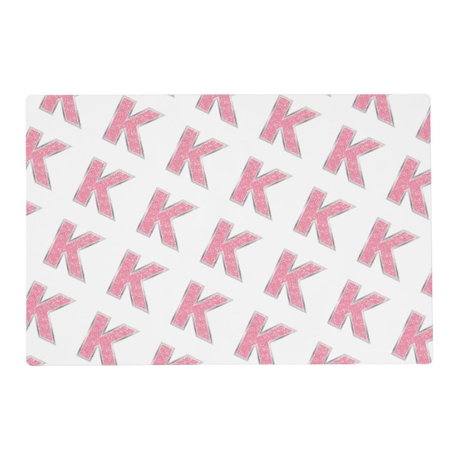 Pink Glitter letter K Placemat (Front)