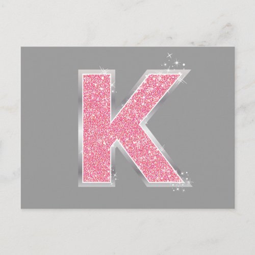 Pink Glitter letter K Postcard