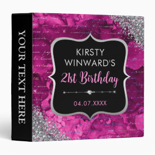 Pink Glitter Letters Birthday Party Photo Album 3 Ring Binder