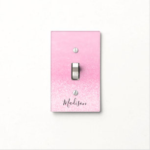 Pink Glitter Lights Personalized Light Switch Cover
