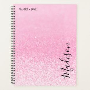 Pink Glitter Lights Personalized Planner