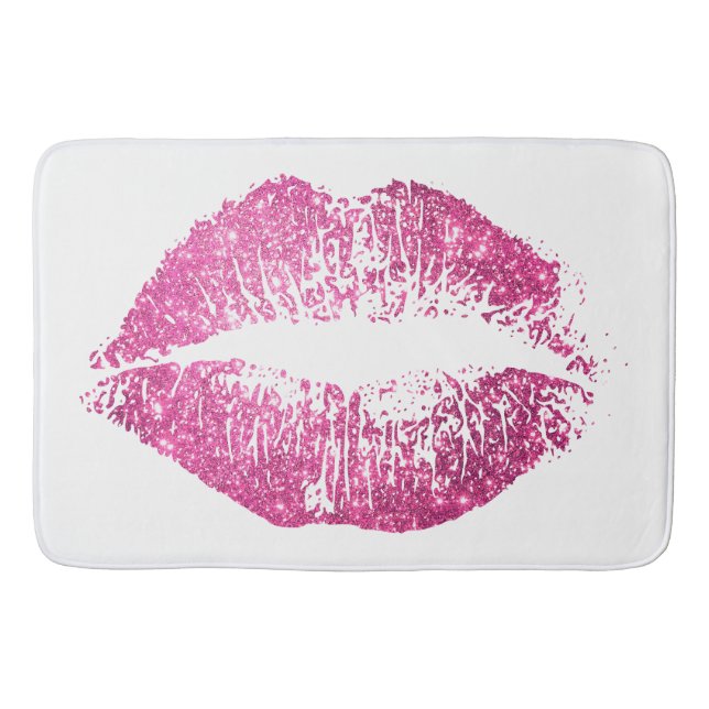 Pink Glitter Lips #2 Bathroom Mat (Front)