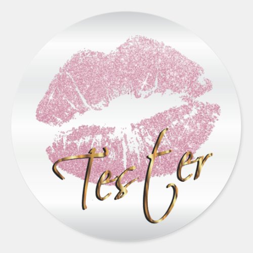 Pink Glitter Lips 3 _ Tester Classic Round Sticker