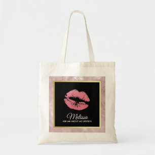 Pink Glitter Lips Ask Me About My Lipstick Tote Bag