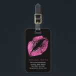 Pink Glitter Lips Bag Tag<br><div class="desc">Pink Glitter Lips. Please Select Customize. Remove or change Information prior to purchase. Design is available on other products.</div>