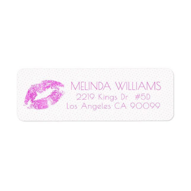 Pink Glitter Lips & Dots Pattern Label (Front)