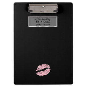 Pink Glitter Lips Elegant Chic Glam Personalized Clipboard