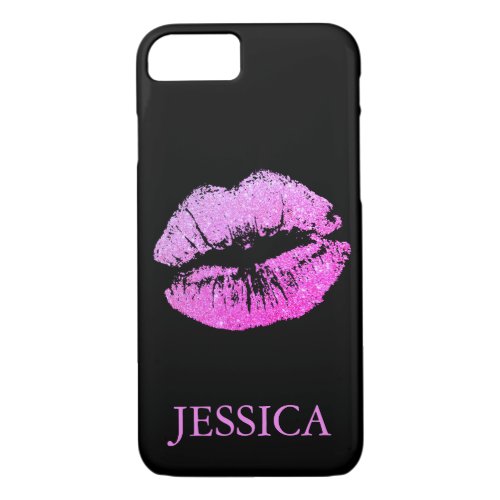 Pink Glitter Lips Girly Pattern iPhone 87 Case