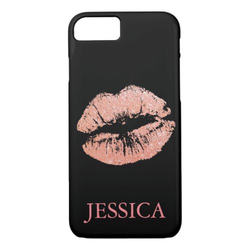 Pink Glitter Lips Girly Pattern iPhone 87 Case