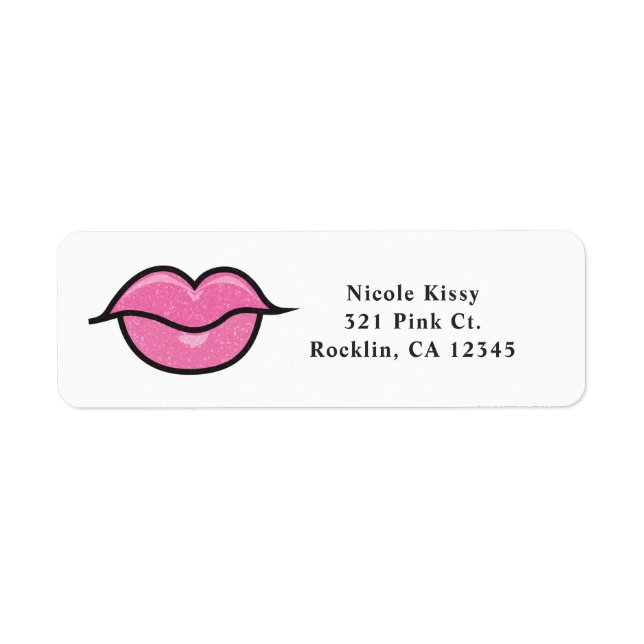 Pink Glitter Lips Kiss Chic Makeup Glam Beauty Label (Front)