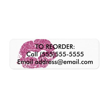 Pink Glitter Lips Reorder Label by TheLipstickLady at Zazzle