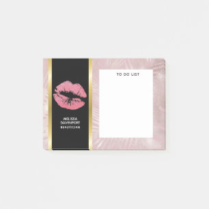 Pink Glitter Lips & Rose Gold Tropical Leaves Post-it Notes