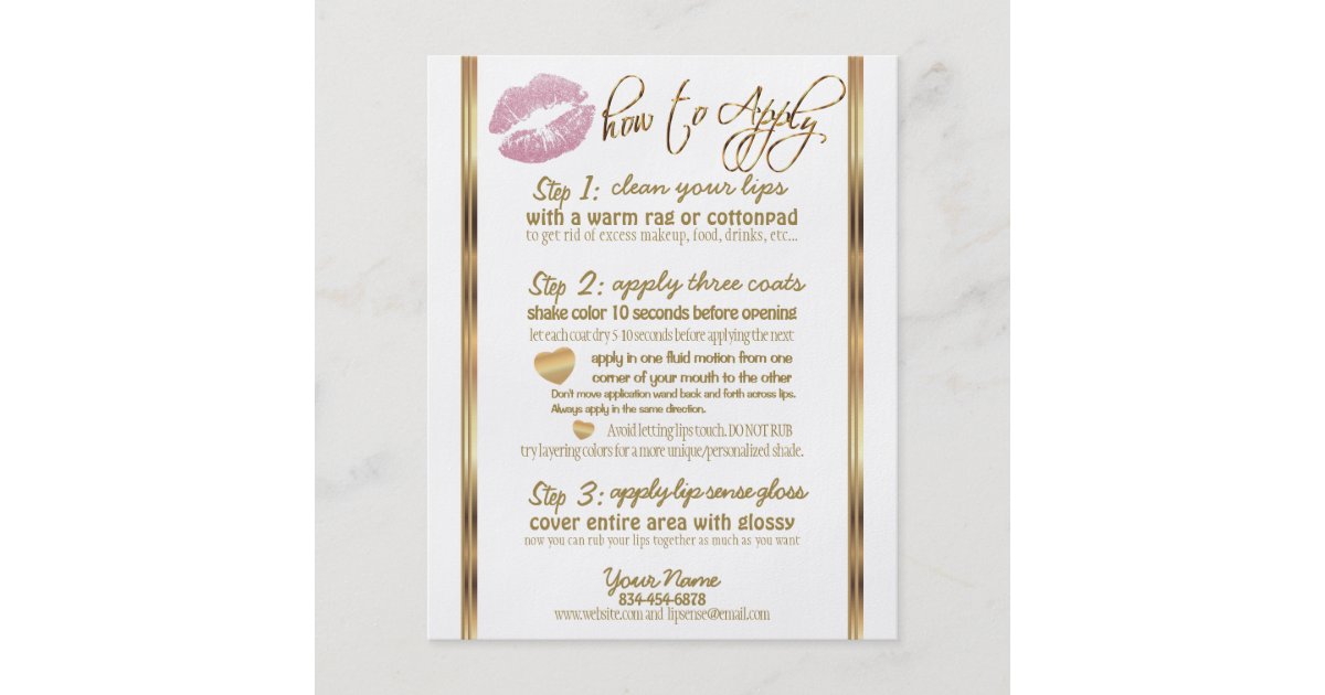 Pink Glitter Lipsense Senegence Instructions Flyer | Zazzle
