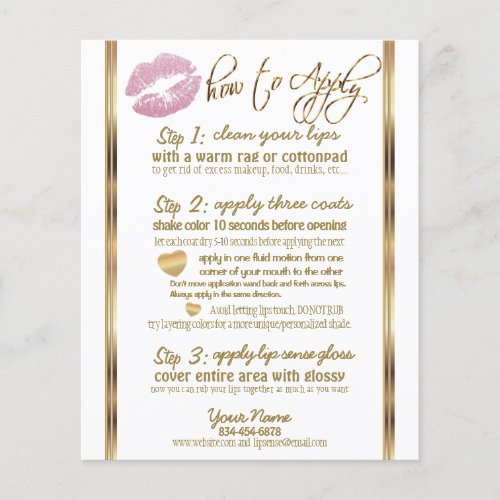 Pink Glitter  Lipsense Senegence  Instructions Flyer