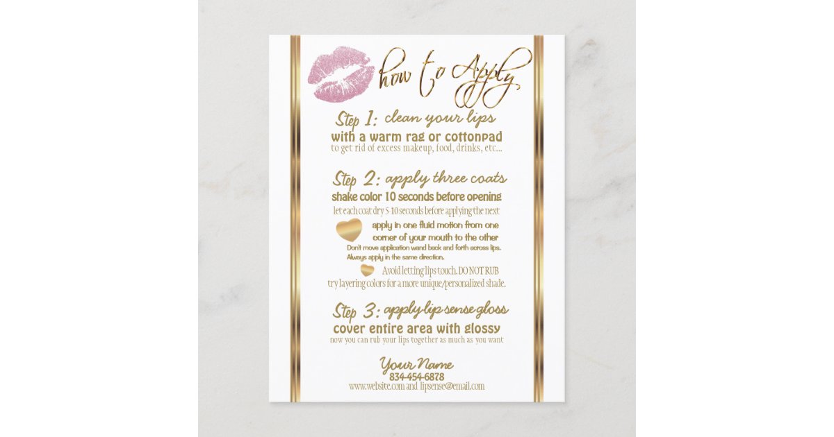 Pink Glitter Lipsense Senegence Instructions Flyer | Zazzle