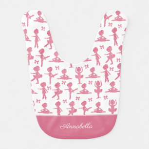 Pink Glitter Little Girl Ballerina Ballet Pattern Baby Bib