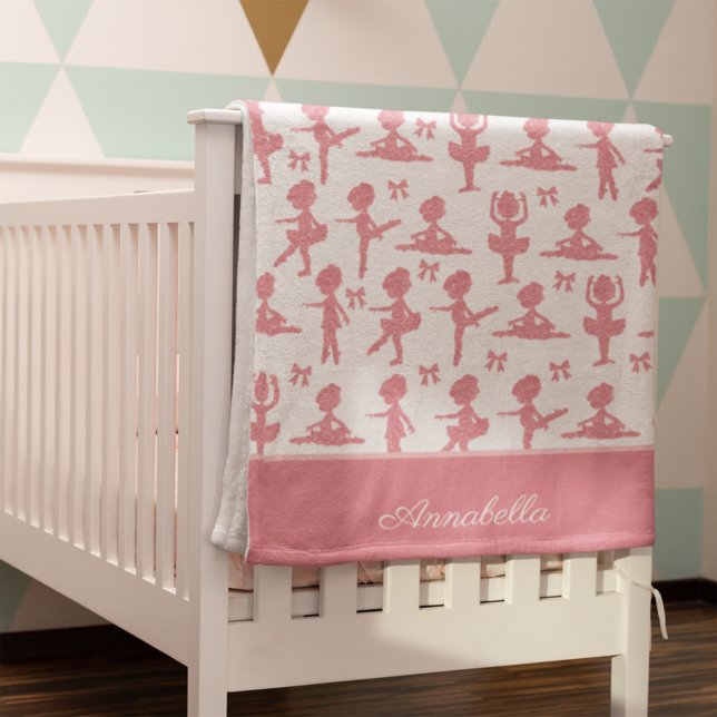 Pink Glitter Little Girl Ballerina Ballet Pattern Baby Blanket (Creator Uploaded)