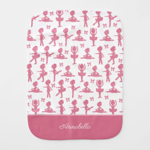 Pink Glitter Little Girl Ballerina Ballet Pattern Baby Burp Cloth
