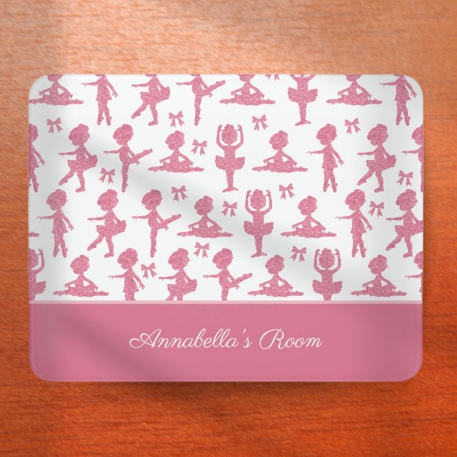 Pink Glitter Little Girl Ballerina Ballet Pattern Door Sign (Creator Uploaded)