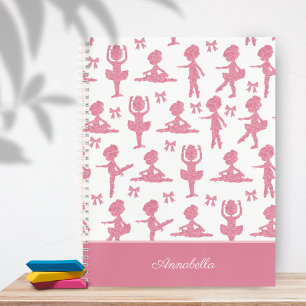 Pink Glitter Little Girl Ballerina Ballet Pattern Notebook